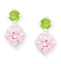 Pink/Green CZ Earrings