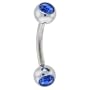 16 Gauge 5/16 Sapphire Blue Double Gem Eyebrow Ring 4mm