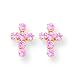 14k Pink CZ (Cubic Zirconia) Cross Earrings