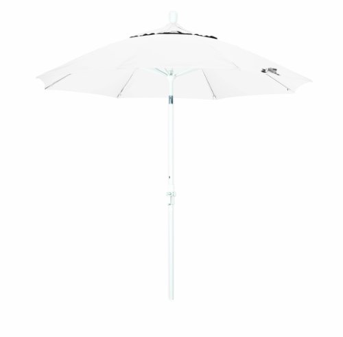 California Umbrella GSCUF908170-F04 9-Feet Olefin Fabric Fiberglass Crank Lift Market Umbrella with White Pole, White On Sale