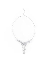 Alexander James White Gold Rhodium Bonded Assorted Bib Necklace with Prong Set Oval Cut Clear Cubic Zirconia in Silvertone