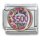 Clearly Charming Las Vegas $500 Chip Casino Gambling Theme Italian Charm Bracelet Link