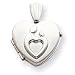 14k White Gold Small Heart Shaped Mother and Child Locket