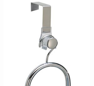 InterDesign Forma Over-the-Shower-Door Caddy Hook, Clear/Brushed Stainless Steel