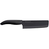 Kyocera Advanced Ceramic Revolution Series 6-inch Nakiri Vegetable Cleaver, Black Blade