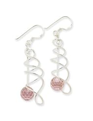 Sterling Silver Pink CZ Ball Fancy Earrings QE3017"