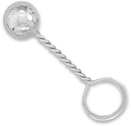 Sterling Silver Childrens Girls or Boys Infant Twisted Handle Baby Rattle