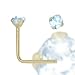 Jewelco London 9ct Yellow gold Light Blue cubic zirconia claw-set Nose Stud