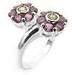 Sterling Silver AMETHYST and PERIDOT Flower Ring (Size 9)