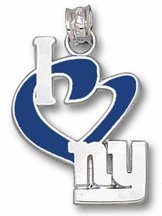 New York Giants 3/4 I Heart NY Enamel Pendant - Sterling Silver Jewelry