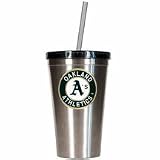 MLB Oakland Athletics 16-Ounce Stainless Steel Insulated Tumbler with Straw