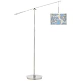 Floral Blue Silhouette Giclee Boom Arm Floor Lamp