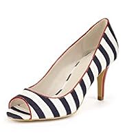 Peep Toe Striped Court Shoes