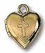 Tiny Child's .925 Genuine Sterling Silver Gold Filled Heart Cross Pendant St. Saint Locket Necklace With 18