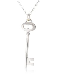 Sterling Silver Small Key Pendant Necklace with Rolo Chain, 18"