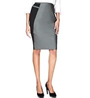 Knee Length Panelled Bodycon Skirt