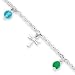 Sterling Silver Color Bead & Cross Anklet title=