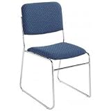 Durable Lightweight Stack Chair - Set of 2 (Navy w/ pattern) (33H x 19W x 21D)
