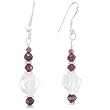 Garnet and Crystal Quartz Bead Dangle Earrings with Sterling Silver Accents, #7944