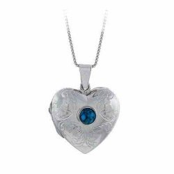 Sterling Silver Reconstituted Blue Turquoise Stone Etched Heart Locket Pendant
