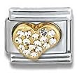 Clearly Charming April Gold Diamond CZ Heart Birthstone Heart Italian Charm Bracelet Link