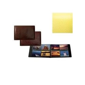 RODEO YELLOW pebble grain leather #178 album with 4-on-a-page pockets by Raika - 4x6