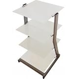 Modern Layered Audio Stand with Tempered Safety Glass (Silver Frame) (35.5H x 21.25W x 17D)