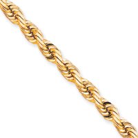 10k 8mm Handmade Diamond-cut Rope Chain Necklace - 20 Inch