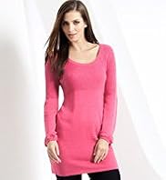 Petite Ribbed Scoop Neck Knitted Tunic with Wool