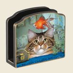 The Catatonic Cat Theme Wooden Napkin Holder