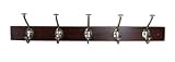 Spectrum 79778 Stratford Wood Rack with 4 Double Satin Nickel Hooks, Walnut Finish