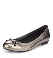 Footglove™ Fashion Freshfeet™ Leather Wide Fit Bow Pump Shoes with Insolia® Flex & Silver Technology