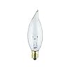 40 Watt Flame Tip 12 Volt Incandescent Light Bulb / Candelabra Base / 12 Volt / Clear