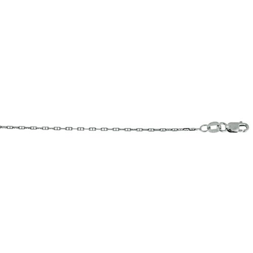 14K Gold White Anchor 1.3mm Necklace 20 Inch
