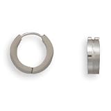Brushed and Polished Stainless Steel Hoop Earrings