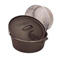 Bayou Classic 7460 8-1/2-Quart Cast-Iron Dutch Oven and Lid with Perforated Aluminum Basket