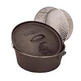 Bayou Classic 7460 8-1/2-Quart Cast-Iron Dutch Oven and Lid with Perforated Aluminum Basket