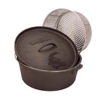 Bayou Classic 7460 8-1/2-Quart Cast-Iron Dutch Oven and Lid with Perforated Aluminum Basket
