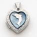 Sterling Silver Blue MOP (Mother of Pearl) Dolphin 2-frame Heart Locket with 20 inch Sterling Silver Chain