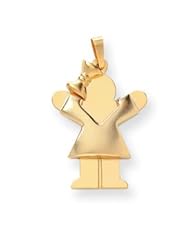 Genuine IceCarats Designer Jewelry Gift 14K Puffed Girl W/Bow On Left Engravable Charm
