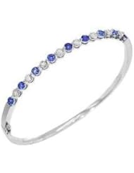 Tanzanite.com 14K White Gold Tanzanite and Diamond Bangle 2.07 TCW