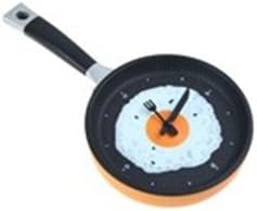 Frying Pan Design Wall Clock Timepiece with Omelette Face Novelty Decor - Assorted Color