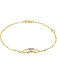 14K Yellow Butterfly Cz Birthstone Bracelet With Box February Bracelet With Box