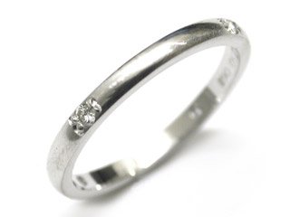 Diamond Pave Set 2m Platinum Band, Ring Size 6, Ctw 0.10