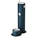 Tubular Pedestal Outdoor Drinking Fountain w/ Pet Fountain