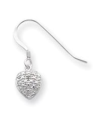 Sterling Silver Heart Diamond Earrings QE3459"