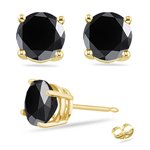 Black Diamond Studs 3/4 Ct in 14K Yellow Gold