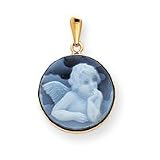 14k 16x16mm Circular Raphael Angel Agate Cameo Pendant