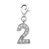 Sterling Silver Cubic Zirconia Number 2 Cubic Zirconia Charm
