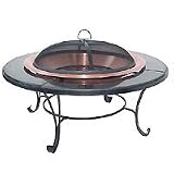 Asia Direct - AD245 - Round Out Door Fireplace - Black Granite Stone Copper - 40 Inch